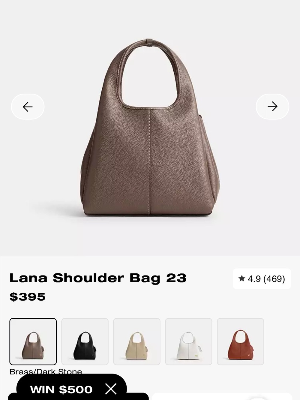 COACH Lana Shoulder Bag 23 in Brass/Dark Stone - Picture 8 of 9